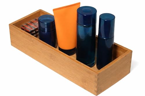 Lipper International Bamboo Utensil Holder Storage Box for Cooking Tools, Makeup, or Office Supplies, 5" x 12" x 3" - size: 5" x 12" x 3"