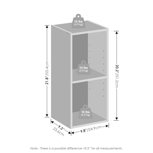 Furinno Reed 2-Tier Closet Organizers and Storage, Closet Organizer, Open Shelf Closet Storage, for Wardrobe, Bedroom, Living Room, 10-Inch Width, White - color: White, size: 2-Tier; 9.8" W