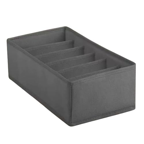 6 Grid Foldable Clothes Organizer Box,Wardrobe Storage Bin with PP Board Support,for Underwear, Socks, and T-Shirts,Grey - color: Grey, size: 6 Grid