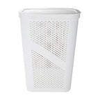 Mind Reader Slim Laundry Hamper with Lid, 60L Clothes Basket, Ventilated Plastic, White - color: White, size: Single