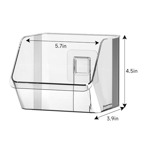 3 Pack Clear Plastic Wall Mount Storage Bins, Kitchen Pantry Cabinet Organizer Containers,Storage Caddy No Drilling Hang Walls/Doors for Kitchen, Bathroom, Bedroom, Office
