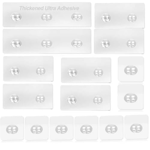 16 Pcs Shower Caddy Adhesive Replacement, Strong Shower Shelf Adhesive,WaterProof Showers Adhesives Strip, Ad-hesive Hook for Showers, No Drilling for Bathroom Storage Shelve and Kitchen Rack - color: 16pcs Transparent