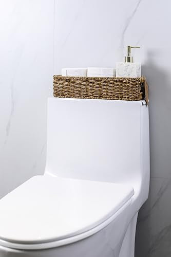 Small Wicker Basket for Toilet: Waterproof Storage Basket Organizing Over Tank Topper Tan 2pack - color: Tan, size: small (2-pack)