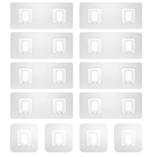 Lsnisni 12 Pack Shower Caddy Adhesive Replacement, Waterproof Shower Shelf Adhesive Strips, Strong Adhesive Flat Hooks for Bathroom Storage Shelves and Kitchen Racks No Drilling, Clear - color: Transparent-12 Pack