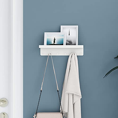 MKO Key Holder for Wall, Mail Organizer and Key Rack Wall Mount with Tray & 6 Hooks for Hallway (White) - color: White 1pcs
