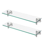 KES Glass Shelf for Bathroom, Floating Glass Shelves for Wall, 20 Inch Tempered Glass Shelf 2 Pack with Rustproof Stainless Steel Brackets Wall Mounted Brushed Finish, A2021-2-P2 - color: Brushed Finish