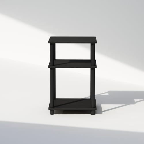Furinno Just 3-Tier Turn-N-Tube Open Storage Nightstand, 1-Pack, Plastic Poles, Americano/Black - color: Americano/Black, size: 1-Pack, style: 1-Pack