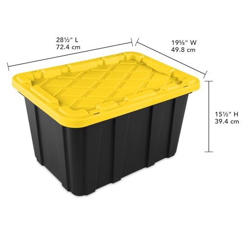 Sterilite 6-Pack Industrial Tote, Plastic Storage Container Bins with Lids, 27 Gallon - Heavy-Duty Organizing Containers for Closet, Bathroom, and Office - size: 27 Gallon