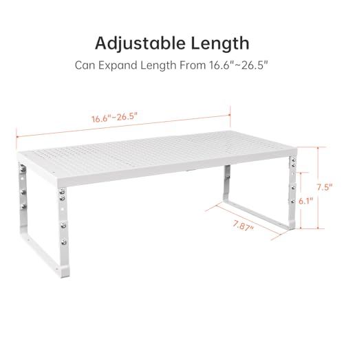 Expandable Adjustable Stackable Kitchen Organizer,Pantry Storage Shelves Racks,for cabinets Shelf, Kitchens, countertops, bathrooms,RV(2Packs/White,Medium) - color: White, size: 2 PACKS/WHITE/MEDIUM