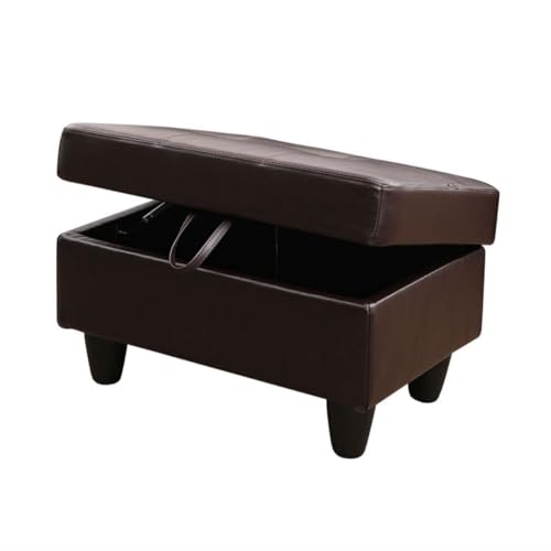 Ottoman Storage Ottoman Bench Faux Leather Footrest Footstool with Hinged Lid for Living Room, Bedroom, Entryway, Brown, 28.5"X19"X17.5" - color: Brown