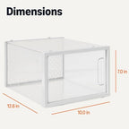 Amazon Basics Stackable and Foldable Clear Shoe Storage Organizer Box, Large, 12-Pack - size: Large