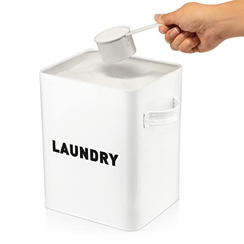 Claimed Corner Metal Storage Canisters and Containers for Home and Kitchen Organization, Function, and Decor (White Laundry Box)