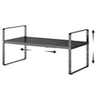 16.5-27’’L Expandable Kitchen Shelf Organizer, Stackable Shelves Organizer, Adjustable Height Pantry Spice Rack for Cabinet, Countertop, Pantry and Cupboard, Black - size: 1Pack-Common-10.2''Wx(16.5-27'')Lx9.6''H-Black