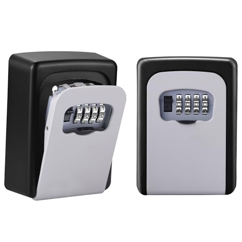 Key Lock Box for Outside - Sturdy and Durable Lock Box for House,5 Key Capacity Lockbox for Keys Outdoor,Waterproof Emergency Spare Lockbox with Resettable Code for Home,Garage,Airbnb(2 Pack, Grey) - color: Gray