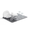 Umbra Udry Dish Rack with Movable Pegs and Microfiber Drying Mat – Space-Saving Design Folds Up for Easy Storage, Basic Rack, Dark Grey - color: Gray, style: Rack with Pegs