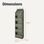 Amazon Basics 5 Tier Over the Door Hanging Shoe Organizer, Large Capacity, Space Saving, 6.4 x 54.5 x 14.9 in, Dark Grey