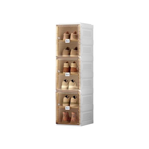 ANTBOX Shoe Organizer Storage Box, Portable Folding Shoe Rack for Closet with Magnetic Clear Door,Large Sneaker Cabinet Bins Sturdy Easy Assembly 6 Layers-6 Grids - size: 6 Layers-6 Grids