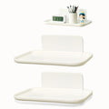 3 Pcs Small Foldable Floating Shelves for Living Room Bathroom,Bedside Shelf No Drill,Adhesive Shelves Organizer,Stick on Wall Rack Shelf Kitchen Entryway Bedroom,Bed Bedside Tray White