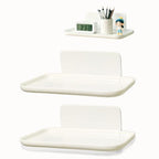3 Pcs Small Foldable Floating Shelves for Living Room Bathroom,Bedside Shelf No Drill,Adhesive Shelves Organizer,Stick on Wall Rack Shelf Kitchen Entryway Bedroom,Bed Bedside Tray White