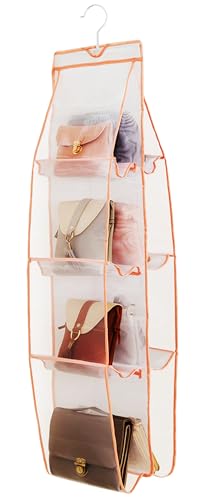 AARAINBOW 1 Pack Hanging Handbag Purse Organizer, 8 Pockets Purse Bag Organizer Hanging, Wardrobe Closet Space Saving Organizers, Handbag Organizer for Women Girls, 46.6L x 13.5W (A-Pink) - color: A-Pink