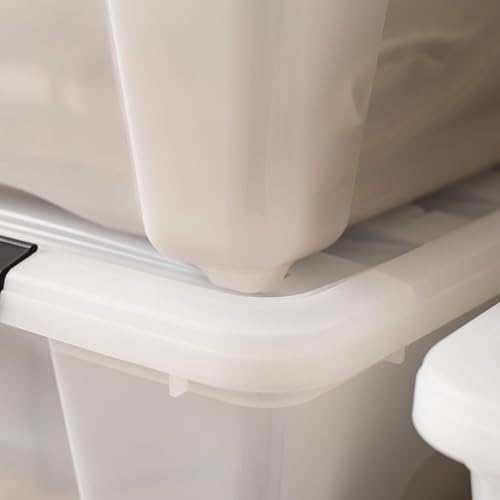 IRIS USA 54 Quart Stackable Plastic Storage Bins with Lids and Latching Buckles, 6 Pack - Pearl, Containers with Lids and Latches, Durable Nestable Closet, Garage, Totes, Tubs Boxes Organizing - size: 54 Qt, style: 6 Pack