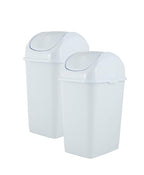 Superio Medium Trash Can with Lid 4.5 Gallon Plastic Swing Top Garbage Can Slim Waste Bin for Under Sink/Cabinet, Laundry Room, Kitchen, Office, Bedroom, Bathroom, College Dorm, 18 Qt, White, 2 - size: 4.5 Gallon, style: 2 Pack