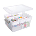 Citylife 17 QT Plastic Storage Box with Removable Tray Craft Organizers and Storage Clear Storage Container for Organizing Bead, Tool, Sewing, Playdoh - size: 17 Qt- 1 Pack