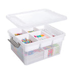 Citylife 17 QT Plastic Storage Box with Removable Tray Craft Organizers and Storage Clear Storage Container for Organizing Bead, Tool, Sewing, Playdoh - size: 17 Qt- 1 Pack