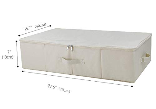 iwill CREATE PRO 3Pcs Collapsible Rigid Underbed Storage Bins, 27.5 * 15.7 * 7", Folding Fabric Storage Boxes for Clothing, Blankets, Shoes in Closet, Wardrobe, Beige - color: Beige,3pcs, size: 27.5*15.7*7"