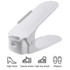 10 Pcs Shoe Stacker Adjustable Shoe Slots Organizer Shoes Slots Space Saver Double Deck Rack Holder for Closet Organization Shoe Storage