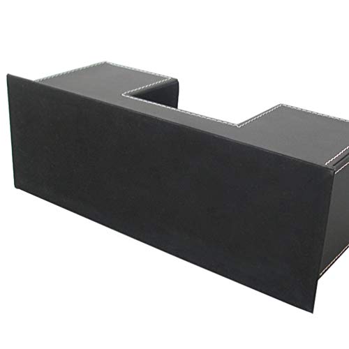 KINGFOM Office Supplies Desk Organizer PU Leather Storage Box 4 Divided Compartments for Pen Business Card Remote Control Mobile Phone Cosmetics Collection Holder (Black) - color: Black-L