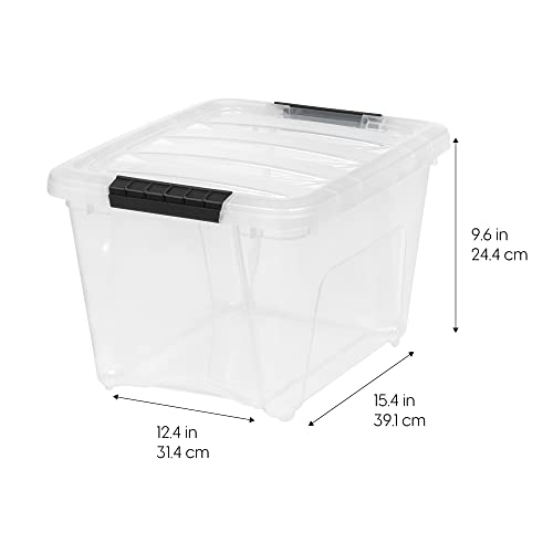 IRIS USA 19 QT Plastic Storage Box with Lid and Latches - 4 Pack - BPA-Free, See-Through Organizing Solution, Durable Nestable Stackable Containers, Secure Pull Handle - Clear - color: Clear, size: 19 Qt, style: 4 Pack