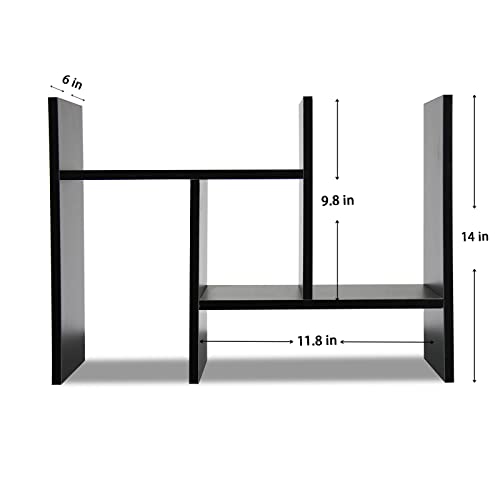 MASAKA B&W - Desk Organizer Aesthetic Shelf, Desktop Bookshelf, Double H Plants Display Shelf, Storage Rack Adjustable Stackable for Office Home Dorm - Perfect for Books, Plants & Decor (Black) - color: Black*01
