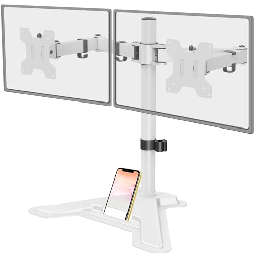 MOUNT PRO Dual Monitor Stand, Free-Standing Full Motion Monitor Desk Mount Fits 2 Screens up to 27 inches,17.6lbs with Height Adjustable, Swivel, Tilt, Rotation, VESA 75x75 100x100,White - color: White, size: Dual