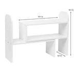 VERGOODR Desktop Adjustable Natural Wood Book Shelf Organizer Office Storage Rack Display Stand Caddy Set Expandable Desk Organizer (White) - color: White