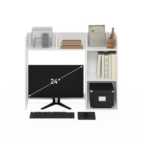 Furinno Classic Desk Shelf, 5-Shelf Desktop Hutch, Book Shelf, 3-Tier Desk Organzier, for Office Supplies, Office Desk Accessories, for Home Office, College, Dorm, White - color: White, size: 5 Shelves