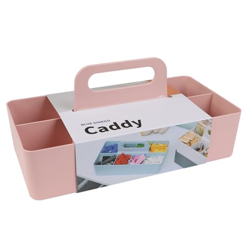 BLUE GINKGO Stackable Organizer Caddy – Korean-Made Portable Tote for Bathroom, Office, Crafts, or School Supplies (Long Rectangle, Pink) - color: PINK, size: Long Rectangle