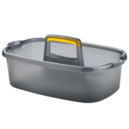 ALINK Plastic Cleaning Storage Caddy with Handle, Large Shower Caddy Basket Organizer for Dorm, Bathroom, Tool, Garden, Kitchen, Cleaning Supplies - Transparent Gray - color: Transparent Gray