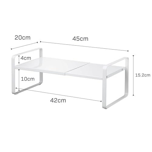 Yamazaki Home Tower Expandable Support Rack - Kitchen Storage Shelf Organizer - Small - Steel - color: White