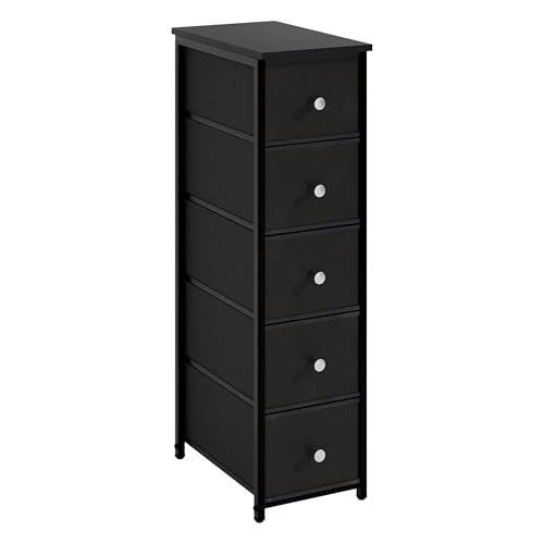 lurcns Narrow Storage Cabinet for Small Spaces Slim Bathroom Dresser with Drawers Tall Thin Storage Organizer for Bathroom Bedroom Skinny Cabinet(Black, 5 Drawers) - color: Black, size: 5 Drawers+No Charging Station