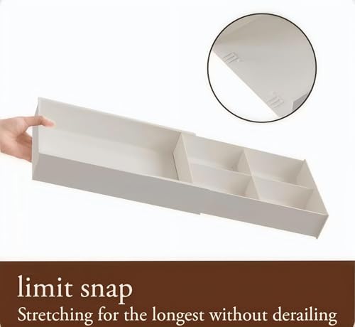 Yingze Supply Expandable Kitchen Drawer Organizer, Telescoping Cutlery Tray, White Adjustable Storage Box with Multiple Compartments for Utensils, Silverware, and Kitchen Tools
