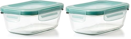 OXO Glass Food Storage Container, Rectangle, 1.6 Cup | Smart Seal | Leakproof | Pack of 2 - size: 1.6 Cup (Pack of 2), style: Glass