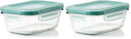OXO Glass Food Storage Container, Rectangle, 1.6 Cup | Smart Seal | Leakproof | Pack of 2 - size: 1.6 Cup (Pack of 2), style: Glass