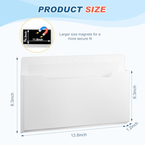 Fuutreo 6 Pcs Magnetic Wall File Organizer Magnetic Wall File Holder Refrigerator Magazine Holder for Mail Letters Paper(White,Horizontal-large) - color: White, size: Horizontal-Large