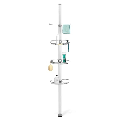 simplehuman 9' Tension Pole Shower Caddy, Stainless Steel and Anodized Aluminum - size: 9 ft