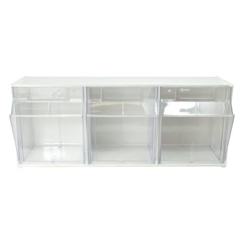 Deflecto Tilt Bins, Interlocking 3-Bins, 24" x 7" x 9.5 ", White (20303OP) - style: 3 Bins