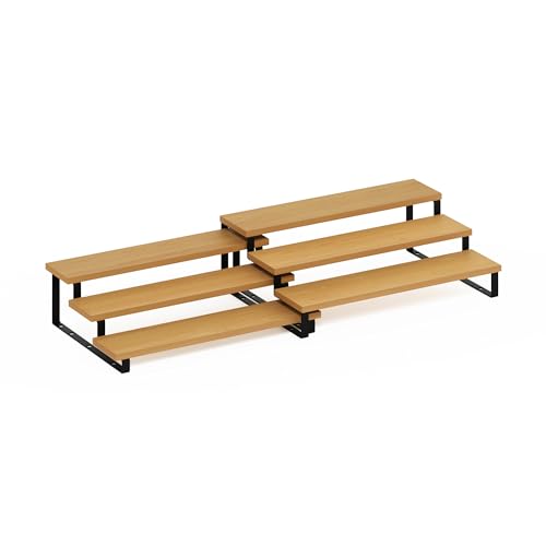 Furinno RAVEL Kitchen Countertop Organizer Set of 2, 3-Tier Counter Shelves, Kitchen Storage, Expandable, Spice Rack, for Pantry, Coffee Bar, Beech - color: Beech/Black, size: 3-Tier, Nestable