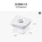 VAKUEN Premium Airtight Food Storage Containers, Mini Square 3pc/set(0.32qt), Smart One-Click Seal Lid, No Hinges, 100% Leak Proof, BPA-FREE, Dishwasher, Freezer & Microwave Safe
