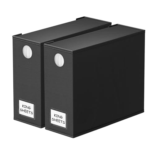 SpaceAid 2 Pack Bed Sheet Organizers and Storage, Foldable Sheet Organizer for Linen Closet, Sheets Set Folder Keeper with Window XL (Queen & King Size) Organizing Bedding Container, Black - color: Black, size: 2 Pack