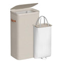 SONGMICS Laundry Basket, 26.4 Gal. Laundry Hamper, Easy Assembly, with Lid and Handles, Removable Liner, 16.5 x 12.6 x 29.5 Inches, Cappuccino Beige ULCB811LH01 - color: Cappuccino Beige, size: 100 L (1-Section)